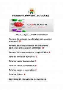 ATUALIZAÇÃO COVID-19 16-06-2020